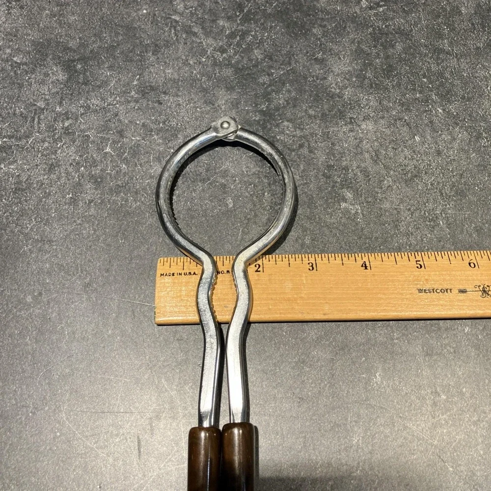 Vintage USA Stainless Steel Jar Opener with Caramel/Brown Bakelite Handles MCM